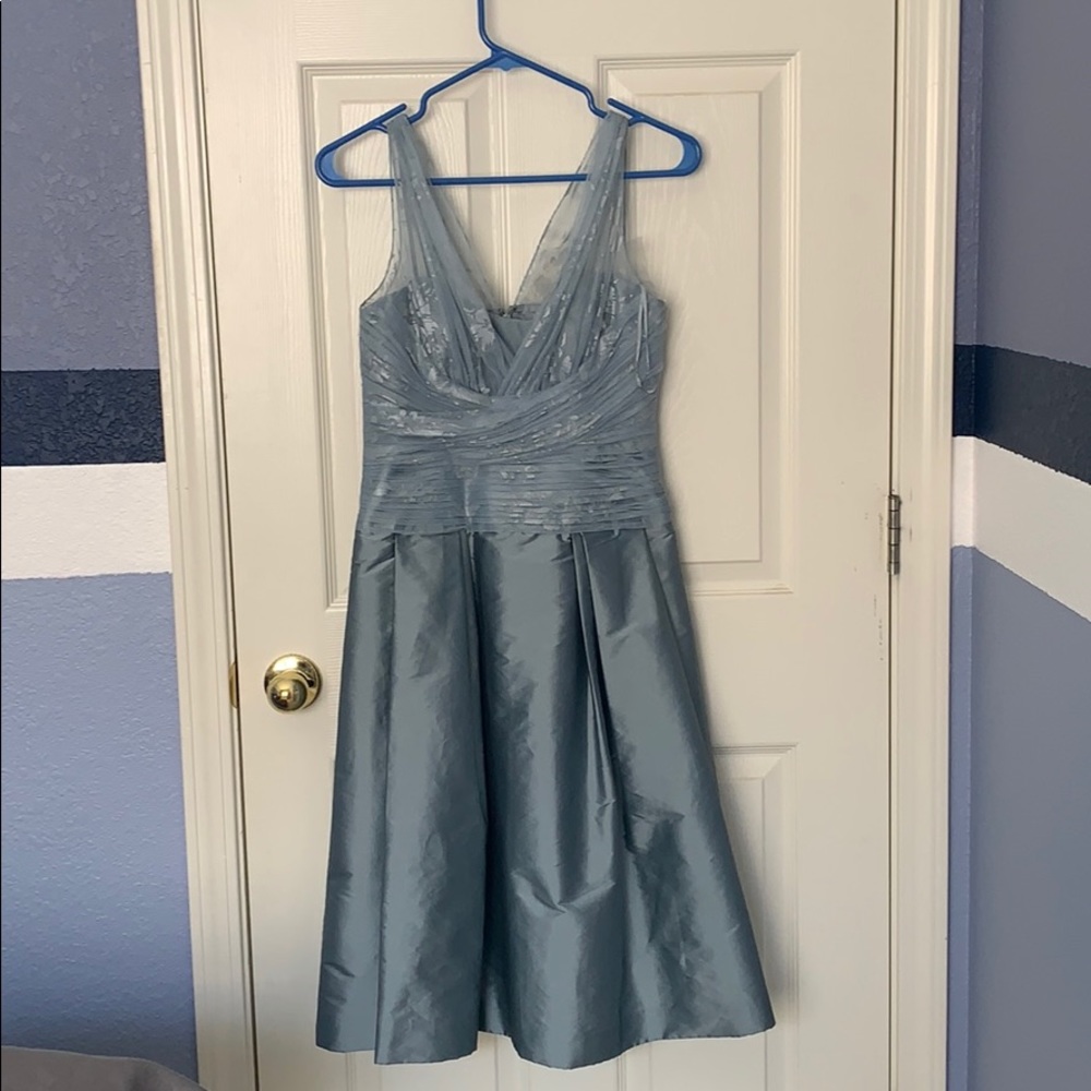 Slate Lace/Pleated Rickie Freeman Formal Dress